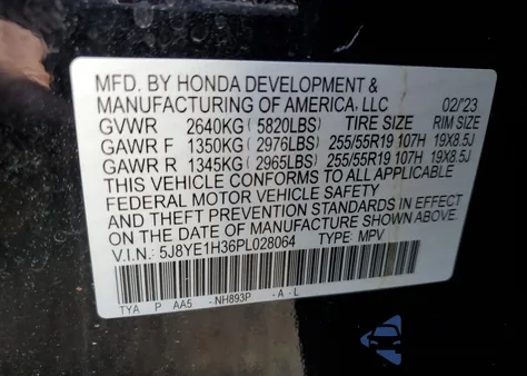 2023 Acura Mdx from USA, damaged, VIN 5J8YE1H36PL028064